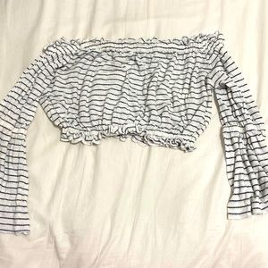 Black and white striped crop top